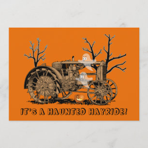 Halloween-Geister-Heu-Traktoren-Farm Einladung