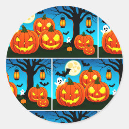 Halloween-Geister, Kürbis, Fledermäuse Runder Aufkleber