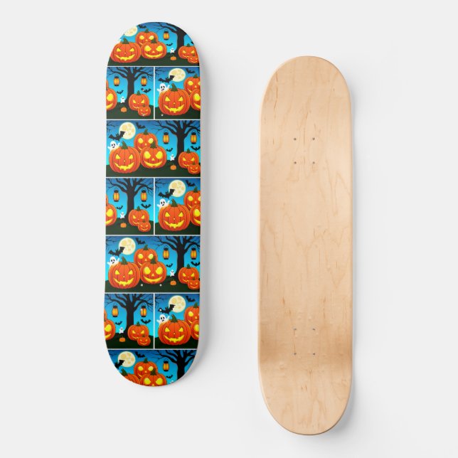 Halloween-Geister, Kürbis, Fledermäuse Skateboard (Vorderseite)