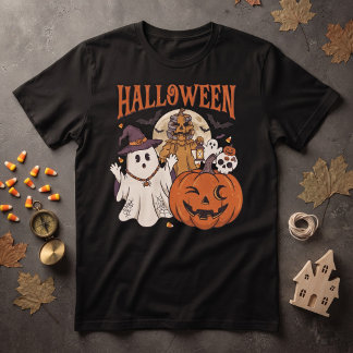 Halloween-Geister, Kürbis & Hexe – Vintage Gruseli T-Shirt