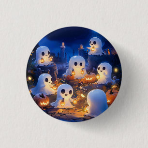 Halloween-Geister Kürbislaternen Gruselige Nacht Button