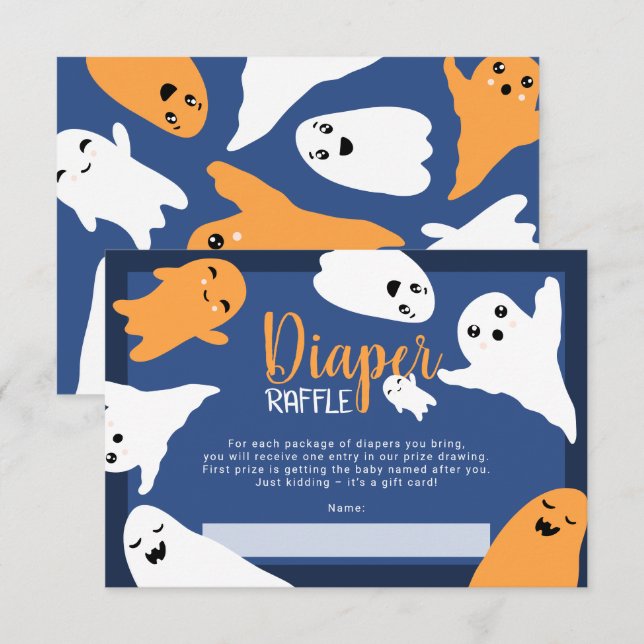 Halloween-Geister Orangenblütendusche Begleitkarte (Vorne/Hinten)