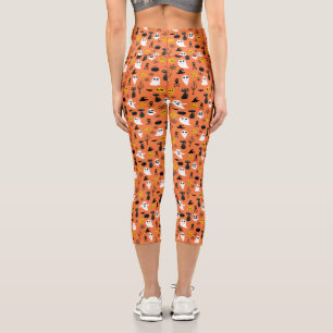 Halloween-Geister Schwarze Katzen Spinnennetze Spa Capri Leggings