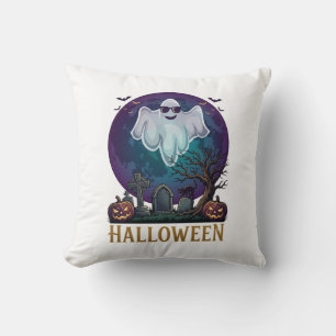 Halloween-Geister-Sonnenbrille Lila Mond Friedhof_ Kissen