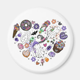 Halloween-Geister und Kürbisketten-Herzform Magnet