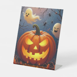 Halloween-Geister und Spinnen Sockelschild