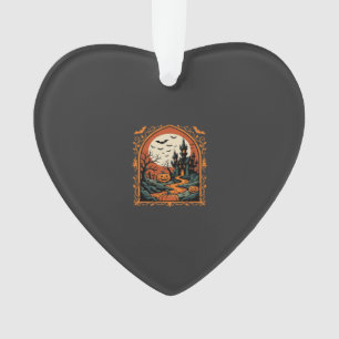 Halloween Geisterburg Kürbismond Vektorgrafik Ornament