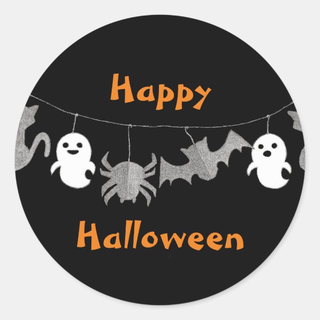 Halloween-Geistergarland Runder Aufkleber (Vorderseite)