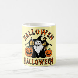 Halloween-Geisterhaus, Kürbisse, Hexen, Fledermäus Kaffeetasse