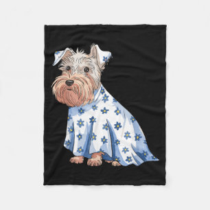 Halloween-Geisterhund mit Blumen Lustiger Hallowee Fleecedecke