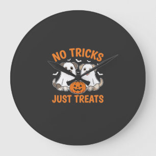 Halloween-Geisterhunde Keine Tricks, nur Leckerlis Große Wanduhr