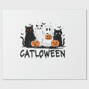 Halloween-Geisterkatze Catloween Lustige schwarze Geschenkpapier
