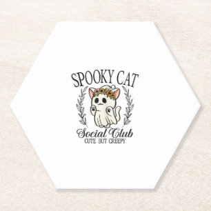 Halloween-Geisterkatze Sozialclub Retro Gruselig S Untersetzer