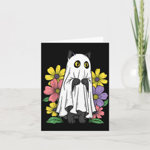 Halloween-Geisterkatze Süße Schwarze Katze Blumen Karte