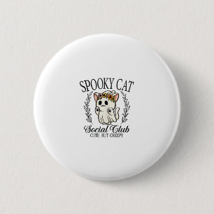 Halloween-Geisterkatzen-Social-Club Retro Gruselig Button