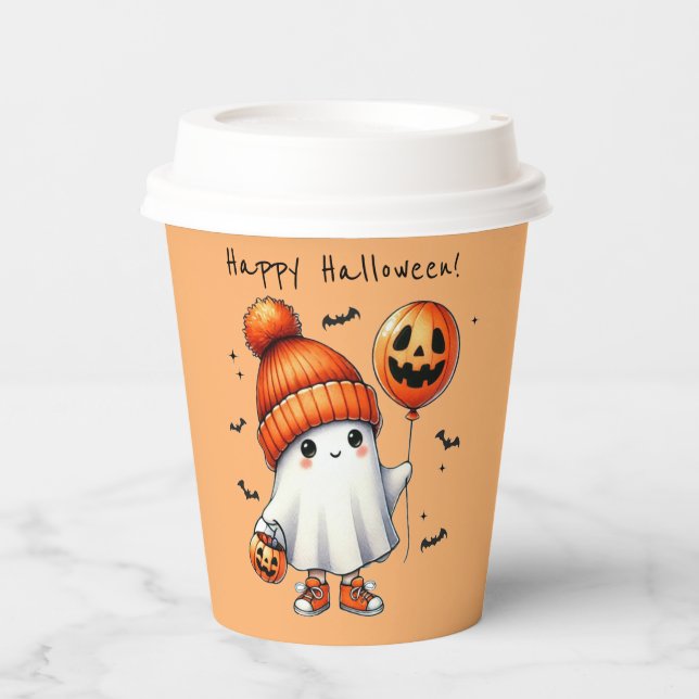 Halloween-Geisterpapiertasse Pappbecher (Vorderseite)
