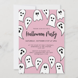 Halloween-Geisterparty pink  Einladung