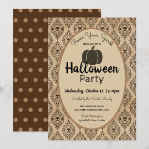 Halloween-Geisterparty Vintage-Damaskus Einladung