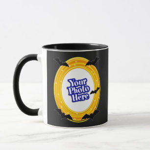 Halloween-Gelbwirbel mit Foto-Fledermäusen Tasse