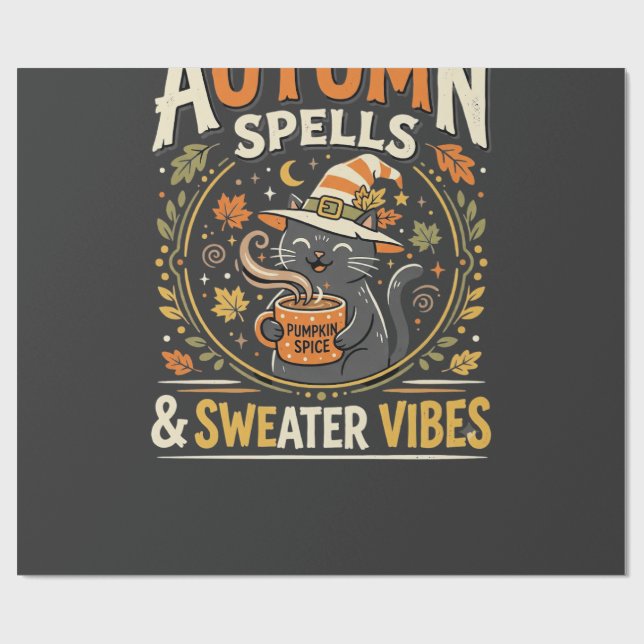 Halloween Gemütlicher Herbstzauber Geschenkpapier (Flach)