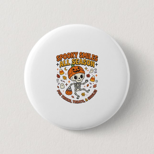 Halloween-Gemütlichkeits-Skelett-Feier Button (Vorderseite)
