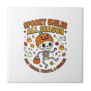 Halloween-Gemütlichkeits-Skelett-Feier Fliese