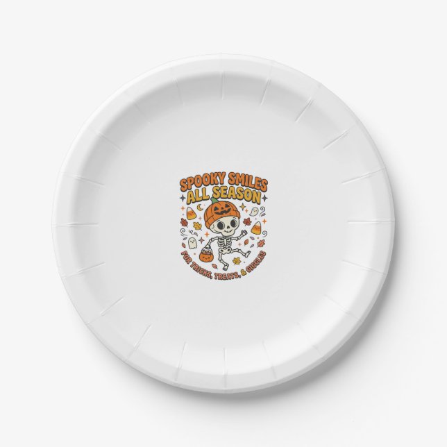 Halloween-Gemütlichkeits-Skelett-Feier Pappteller (Vorderseite)