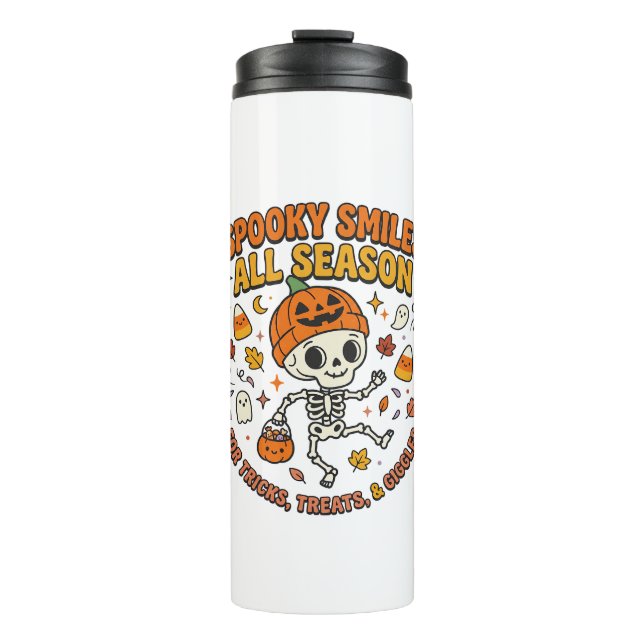 Halloween-Gemütlichkeits-Skelett-Feier Thermosbecher (Vorderseite)