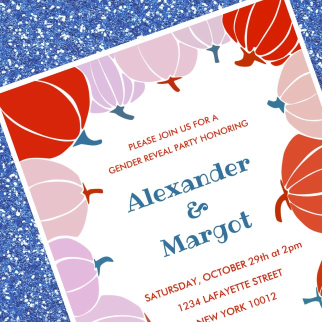 Halloween Gender Enthüllungen Einladungen Pumpkin  (Halloween-gender-reveal-invitations-Pumpkin-Fall-1)