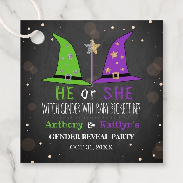Halloween-Gender-Party Geschenkanhänger (Vorderseite)