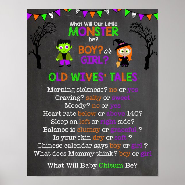 Halloween Gender Reveal Alte Ehefrauen Tales Poste Poster (Vorne)