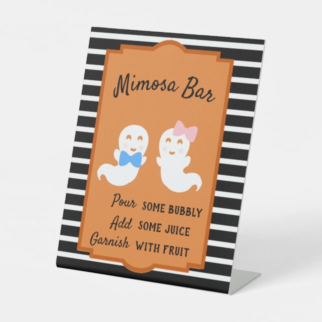 Halloween Gender Reveal, Boo-y oder Ghoul Mimosa B Sockelschild (Vorderseite)