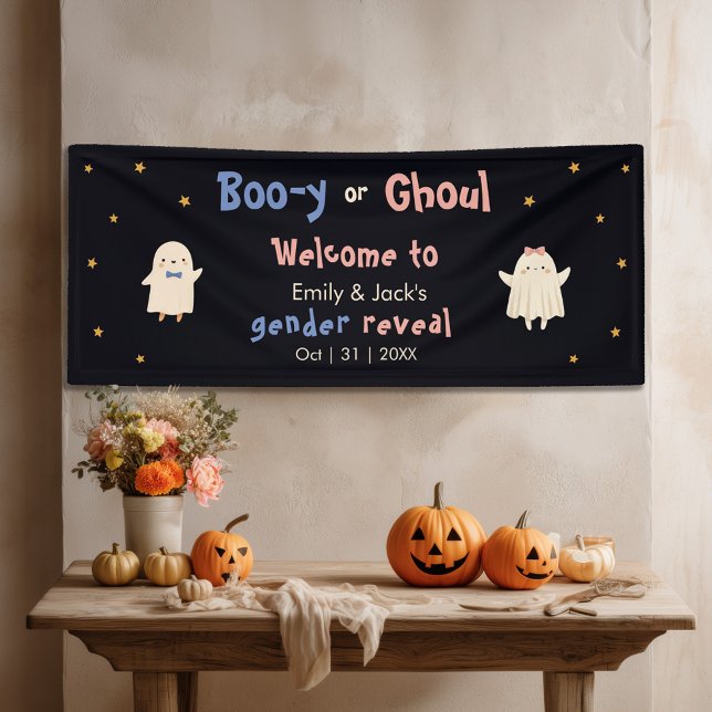 Halloween Gender Reveal Boy oder Girl Ghost Willko Banner (Von Creator hochgeladen)