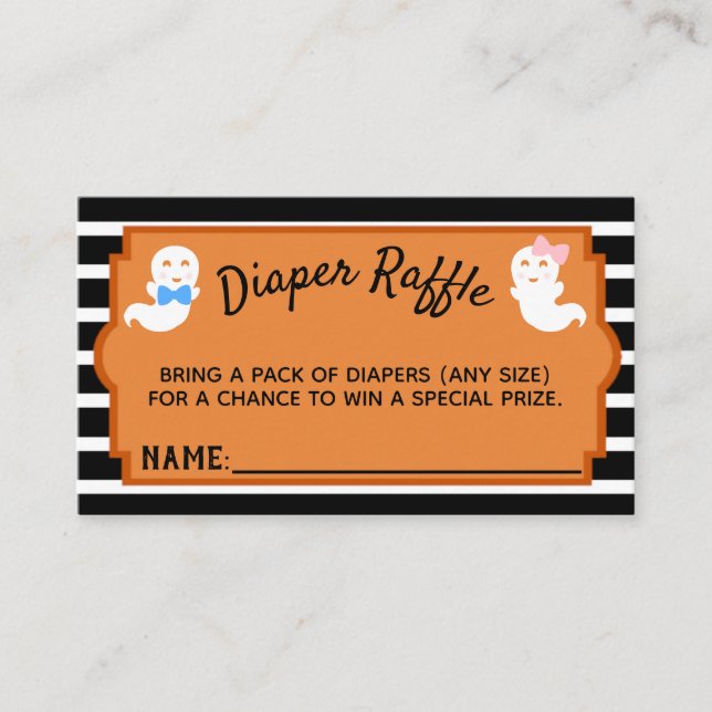 Halloween Gender Reveal Diaper Raffle Card Visitenkarte (Vorderseite)