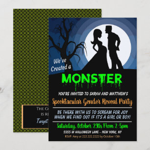 Halloween Gender Reveal Party Einladung