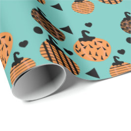 Halloween Geometric Confetti Pumpkins Geschenkpapier