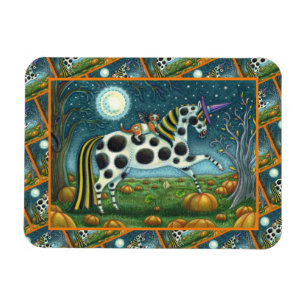 HALLOWEEN GEPUNKTETE PONY & BAT CAT Fantasy Horse Magnet