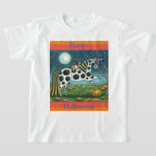 HALLOWEEN GEPUNKTETE PONY & BAT CAT Fantasy Horse T-Shirt