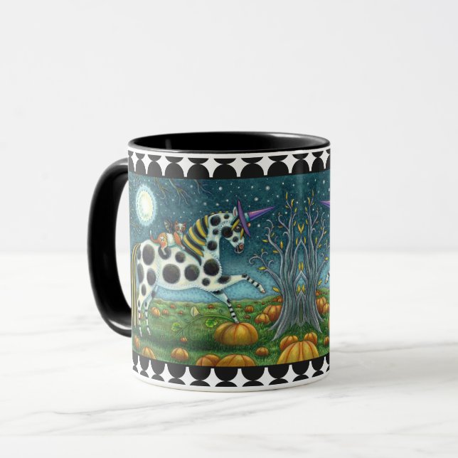 HALLOWEEN GEPUNKTETE PONY & BAT CAT Fantasy Horse Tasse (Vorderseite Links)