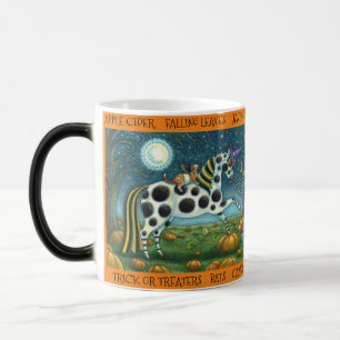 HALLOWEEN GEPUNKTETER PONY & BAT CAT Whimsical Hor Verwandlungstasse