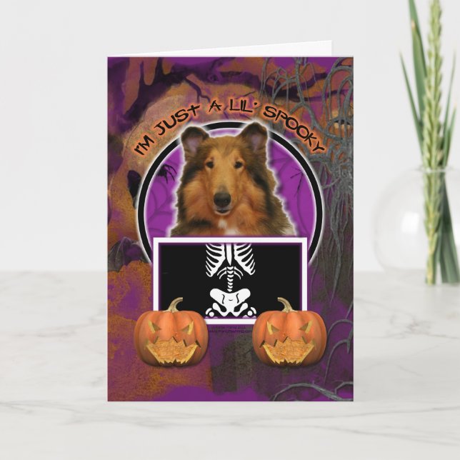 Halloween - gerade ein Lil gespenstisch - Collie - Karte (Vorderseite)