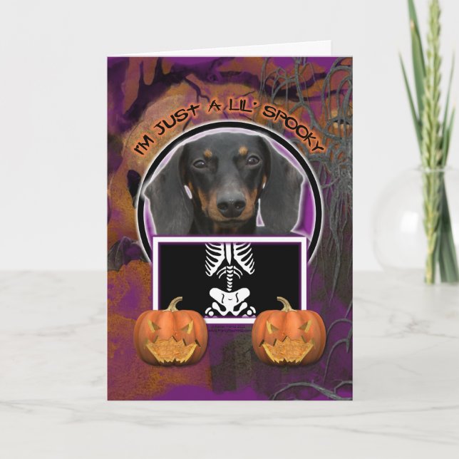 Halloween - gerade ein Lil gespenstisch - Dackel - Karte (Vorderseite)