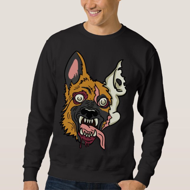 Halloween German Shepherd Dog Zombie Monster Sweatshirt (Vorderseite)