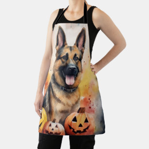 Halloween German Shepherd with Pumpkins Beängstige Schürze
