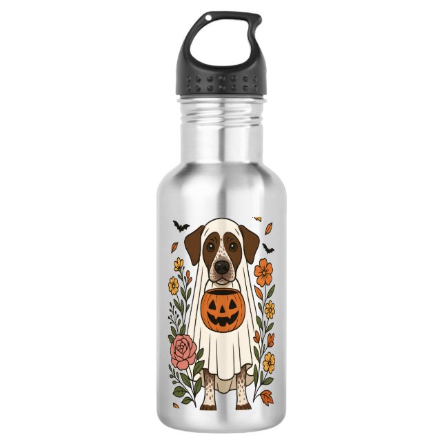 Halloween German Shorthair Pointer Edelstahlflasche (Vorderseite)