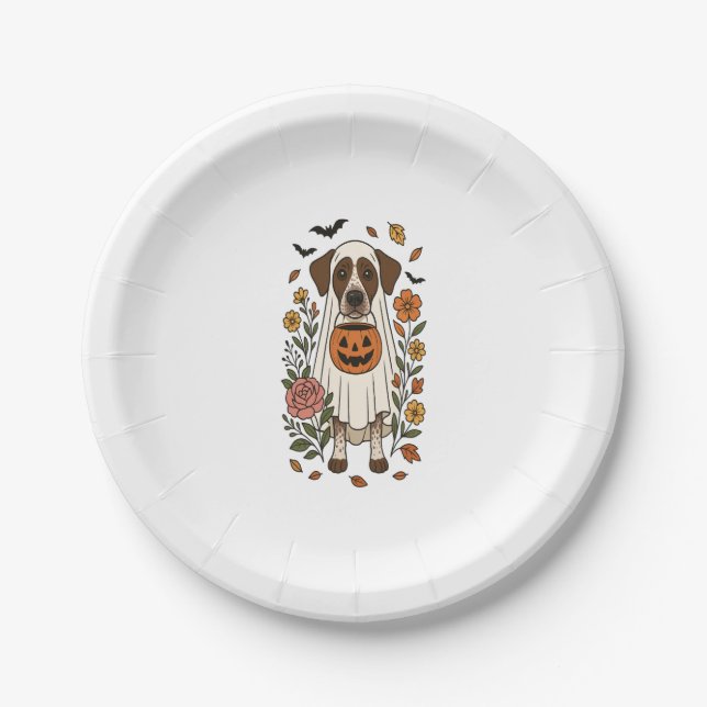 Halloween German Shorthair Pointer Pappteller (Vorderseite)