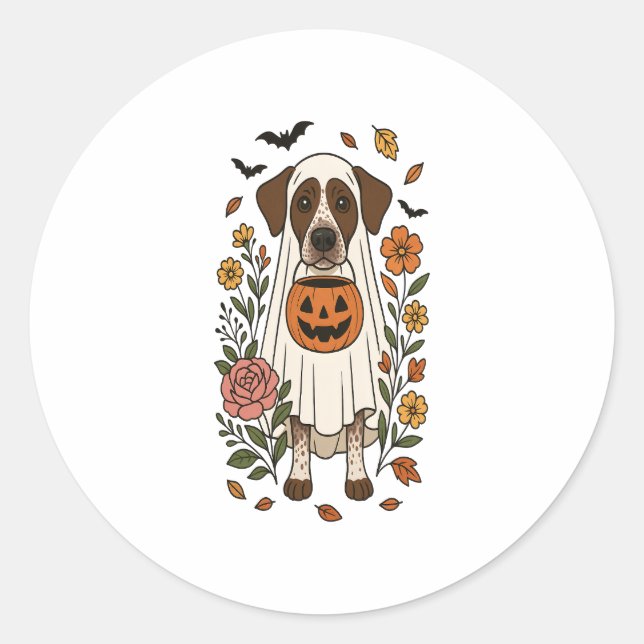 Halloween German Shorthair Pointer Runder Aufkleber (Vorderseite)