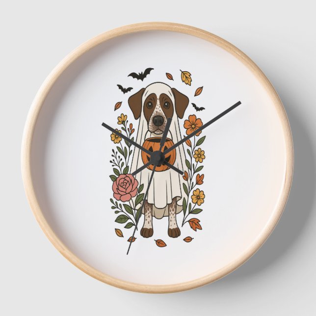 Halloween German Shorthair Pointer Uhr (Vorderseite)