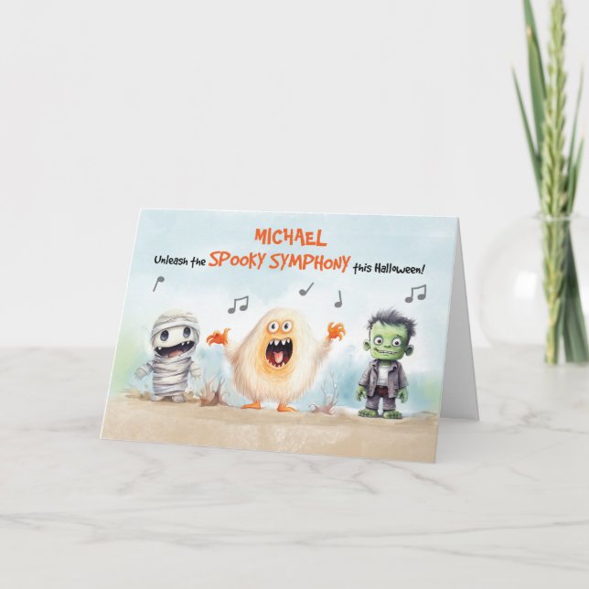Halloween Gesangsmonster Karte (Vorderseite)