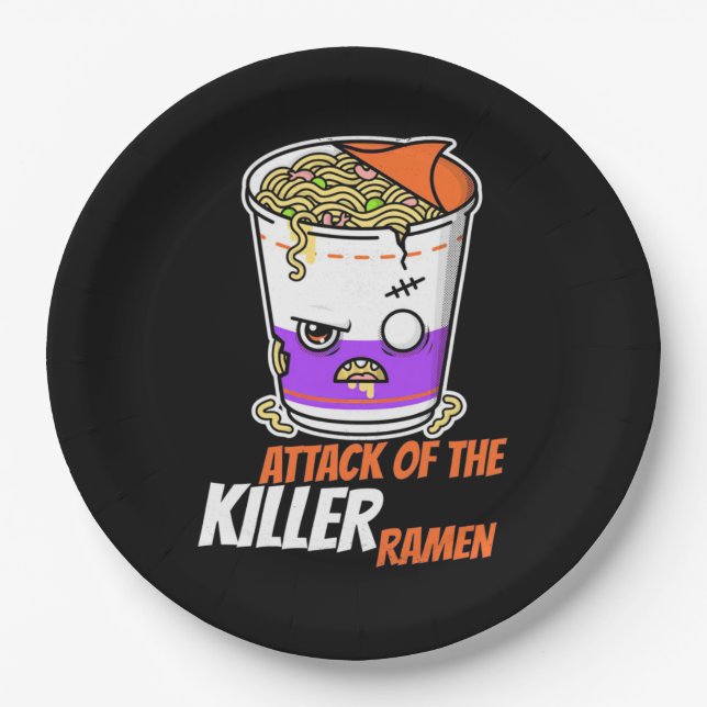Halloween-Geschenk | Angriff der Ramen Pappteller (Vorderseite)